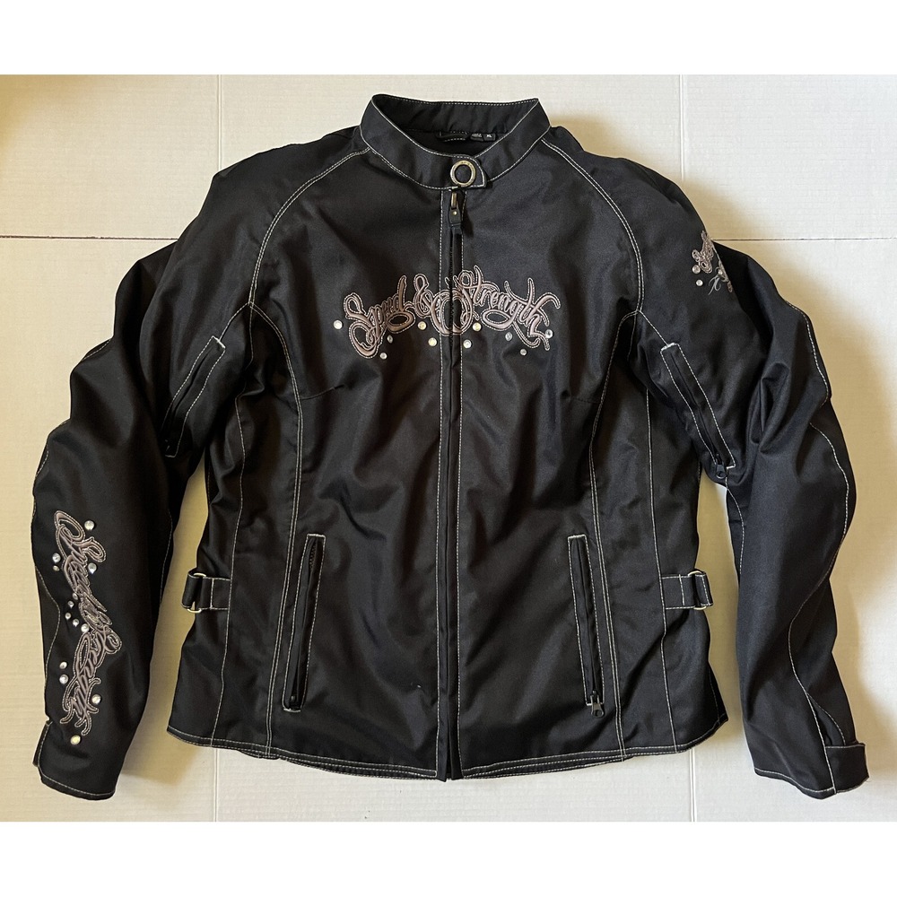 SPEED & STRENGTH  Womens Armour‎ Embroidered Motorcycle Riding Jacket X-Large XL